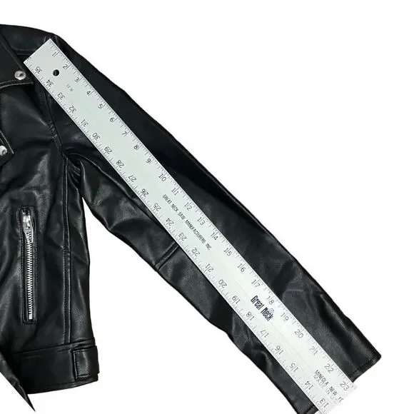 BLANK NYC Moto Jacket Womens S Black Faux Leather Biker Spring‎ Zip Pockets - Picture 8 of 11